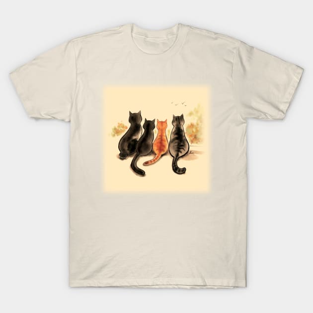 Cats family window view T-Shirt by juliewu